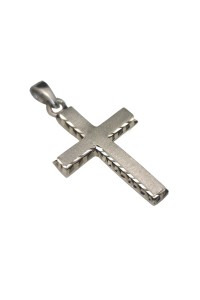 9ct White Gold Textured Patterned Cross